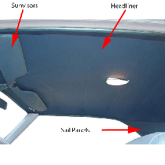TMI 1968 Camaro Headliner, Sunvisors, & Sail panels Kit